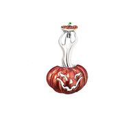 Pumpkin Ghost Brooch Pin for Women Girls Men Silver Tone Fashion Cute Demon Evil Spirit Halloween Brooches Badges Lapel Pins Fun Fall Holiday Festival Ornament Costume Hat Bag Suit Dress Accessories