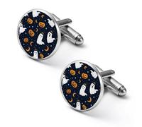 Pumpkin Ghost Moon Halloween Cuff Link Shirt Mens Cufflinks Alloy Round Tuxedo Cufflink for Wedding Groomsmen Gifts 1.7cm