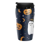 Pumpkin Ghost Moon Halloween Plastic Cups with Lids Travel Coffee Mug Tumbler Reusable 250ml