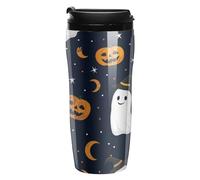 Pumpkin Ghost Moon Halloween Plastic Cups with Lids Travel Coffee Mug Tumbler Reusable 350ml