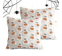 Pumpkin Ghost Pillow Cases - Harvest Themed Cushions, Autumn Holidays Covers | Rustic Farmhouses Patio Bedding, Cozy Fall Sofa Decorations, Thanksgiving Festive Home Accessories for Sofa
