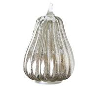 Pumpkin Glass Lamp - Silver Pumpkin Lights LED Lamp, Ideal for Halloween & Fall, 16x16x14cm Night Owl Book Light (White, One Size)