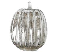 Pumpkin Glass Lamp - Silver Pumpkin Lights LED Lamp, Ideal for Halloween & Fall, 16x16x14cm Night Owl Book Light (Clear, One Size)