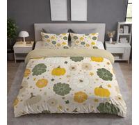 Pumpkin GourdLeaves Duvet Cover 200 X 200 cm Bedding Set for Adults, Botanical Comforter Cover for Bedroom With Zipper Ties, 3 Pcs Double Bedclothes, Gift Room Decorative, Oatmeal