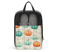 Pumpkin Gourds on Checkered Shoe Bag for Travel Daily Use Anti-dust Storage Carrier Golf Shoe Pouch