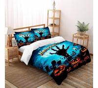 Pumpkin Graveyard Bedding Set 3D Digital Printing Halloween Themes Duvet Cover Set 3 Pieces Chic Breathable for Boys & Girls Bed Set Pillowcase Super King(260x220cm)