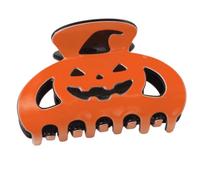 Pumpkin Hair Clip Halloween Black Contrast Accessory, B | Curved Teeth Lightweight Accent