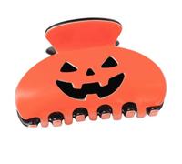 Pumpkin Hair Clip Halloween Black Contrast Accessory, C | Curved Teeth Lightweight Accent