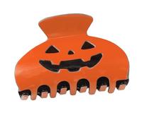 Pumpkin Hair Clip Halloween Black Contrast Accessory, D | Curved Teeth Lightweight Accent