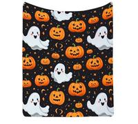 Pumpkin Halloween Blanket, King Size Blanket Sofa Throws Ultra Soft Warm Halloween Fleece Blankets Reversible Witch's Hat Spider Webs Print Fleece Throw Blankets