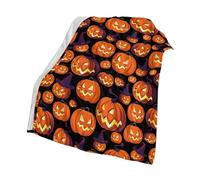 Pumpkin Halloween Blanket, Pink Blanket Orange Pumpkins Leaves Blanketss for Couch Bed Reversible Witch's Hat Spider Webs Print Fleece Throw Blankets
