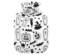 Pumpkin Halloween Cat White Hot Water Bottle with Cover for Pain Relief Hot Pack for Women, 2L
