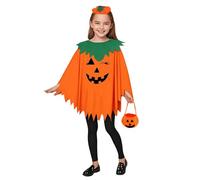 Pumpkin Halloween Costume For Kids Pumpkin Outfit with Hat & Trick or Treat Candy Bag Glow In The Dark Pumpkins Cloak Witch Cloak Halloween Costume Party Accessories Cosplay Props for Boys Girls