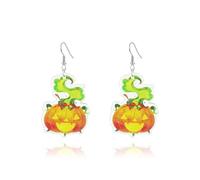 Pumpkin Halloween Earrings for Women Cute Funny Skull Ghost Flower Neon Pumpkin Acrylic Dangle Earrings Colorful Pumpkin Cat Resin Drop Earrings Cosplay Party Prom Halloween Jewelry, Acrylic, No