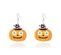 Pumpkin Halloween Earrings for Women Cute Funny Skull Ghost Flower Neon Pumpkin Acrylic Dangle Earrings Colorful Pumpkin Cat Resin Drop Earrings Cosplay Party Prom Halloween Jewelry, Acrylic, No