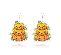 Pumpkin Halloween Earrings for Women Cute Funny Skull Ghost Flower Neon Pumpkin Acrylic Dangle Earrings Colorful Pumpkin Cat Resin Drop Earrings Cosplay Party Prom Halloween Jewelry, Acrylic, No
