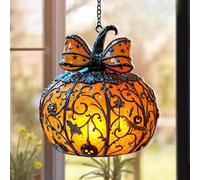 Pumpkin Halloween Window Light Catcher,Vintage Halloween Table Decor Night Light,Handcrafted Resin Gothic Wizard Accent Lamp for Bedroom,10 * 10cm