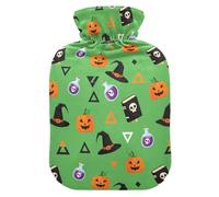 Pumpkin Halloween Witch Hat Hot Water Bottle with Cover for Pain Relief Hand Feet Warmer for Back Pain, 2L