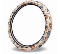 Pumpkin Harvest Eucalyptus Leaves Berry Wood Grain Steering Wheel Wrap Elastic Steering Wheel Cover Decorative Car Interior Covers For All Seasons Suv Men 38Cm