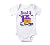 Pumpkin Hat Personalised Halloween Baby Vest: 100% Ringspun Cotton, Add Name with Spooky Designs