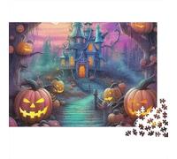Pumpkin Haunted Castle 1000 Pieces Jigsaw Puzzles For Adults Educational Games Stress Relieving Entertainment Exercise The Memory of The Brain for Adults And Kids, Age 12 Years Up 300pcs (40x28cm)