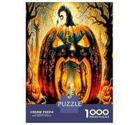 Pumpkin Haunted House 1000 Pieces Jigsaw Puzzle Set Spooky Halloween Puzzle for Adults Recycled Cardboard 1000 Piece Adult Educational Challenge Fun Present Home Activity Great Gift Idea 38x26cm/1000p