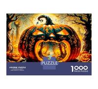 Pumpkin Haunted House 1000 Pieces Puzzle for Adults Spooky Halloween Jigsaw Puzzle Recycled Cardboard Family Puzzle Lovers Holiday Activity Office Break Cognitive Development 52x38cm/