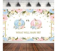 Pumpkin He Or she Gender Reveal Photography Backdrop Floral Gold Dots Stripes Background Autumn What Will Baby Be Party Banner 120X80cm