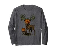 Pumpkin Head Deer Raccoon Funny Spooky Creepy Halloween Buck Long Sleeve T-Shirt