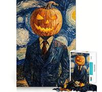 Pumpkin Head in Starry Night 1000 Piece Jigsaw Puzzles for Teenagers Jigsaw Mind Game Toy Home Enjoy Neat Cut Perfect Present (50x75cm)