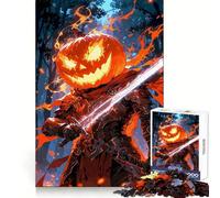 Pumpkin Head Knight with Sword 1000 Piece Jigsaw Puzzles for Teenagers Jigsaw Mind Game Toy Home Enjoy Neat Cut Perfect Present (38x26cm)