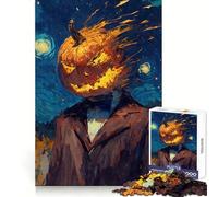 Pumpkin Head Man Starry Night 1000 Pieces Jigsaw Puzzles for Adults Brain Challenge Toy Indoor Play Precise Cut Fine Art Piece (50x75cm)