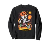 Pumpkin Head Skeleton Pickleball Halloween Pickle Ball Sweatshirt
