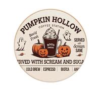Pumpkin Hollow Coffee Station Boo'd Fresh Served With Scream And Sugar Coffee Cold Brew Espresso Bi 07ca And Tea Movie Poster,Vintage Metal Tin Sign,Retro Wall Decor for Home Bars, Restaurants, Cafes