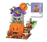 Pumpkin House Building Block Set - 762PCS Rotating Giant Pumpkin Mini Bricks Kit, Spooky Halloween Display, DIY Horror Toy, Home Decor, Creative Gifts for Adults Kid