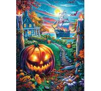 Pumpkin House in Halloween Garden 1000 Pc DIY Jigsaw Puzzle Puzzles for Adults Teens Hard Challenging Team Building Stress Reducing Autumn Rigid Cardboard 1000 PCS