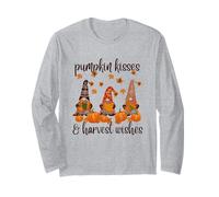 Pumpkin Kisses Harvest Wishes Fall Autumn Gnome Truck Design Long Sleeve T-Shirt