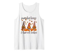 Pumpkin Kisses Harvest Wishes Fall Autumn Gnome Truck Design Tank Top