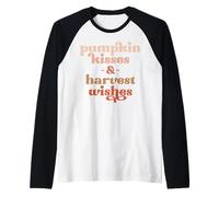 Pumpkin Kisses & Harvest Wishes Men Women Kids Boys & Girls Raglan Baseball Tee