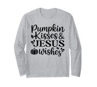 Pumpkin Kisses Jesus Wishes Thanksgiving Pumpkin Long Sleeve T-Shirt