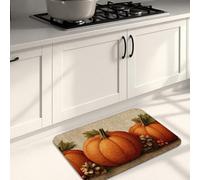 Pumpkin Kitchen Mats for Floor, Rustic Autumn Harvest Soft Mats, Cushioned Comfort Washable Non Slip Decor Rugs for Kitchen Sinks Laundryroom Bathroom 16x24 Inch