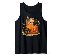 Pumpkin Kittens Halloween Kitten Cat Art Vintage Jack Spooky Tank Top