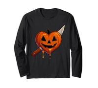 Pumpkin Knife Halloween Scary Jack O Lantern Spooky Season Long Sleeve T-Shirt