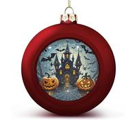 Pumpkin Lantern Castle Christmas Ball Ornament Shatterproof Hanging Ball Ornaments with String Decorative Christmas Baubles for Xmas Tree Home Wedding Holiday Party Decor Supply