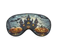 Pumpkin Lantern Castle Eye Mask Sleep Mask for Side Sleeper Women Men Pressure-Free & Light Block-Out Blindfold Soft Comfortable Eye Covers Breathable Blindfold Adjustable
