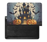 Pumpkin Lantern Castle Passport Holder ID Card Protector Case Holder Travel Pack Unisex-adult Waterproof Passport