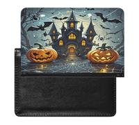 Pumpkin Lantern Castle Passport Holder with Card Slots Portable Passport Cover Compact Waterproof Passports Protector