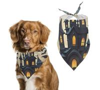 Pumpkin Lantern CastlePet Scarf Dog Bandana for Small Medium Large Exquisite Unique Cat Dogs Kerchief Premium Fabric Cute Triangle Cat Dogs Bibs Scarf
