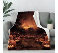 Pumpkin Lantern Fall Throw Blanket for Couch, Spooky Halloween Fleece Blanket for Bed, Castle Haunted House Cozy Blankets 40"x60" Soft Warm Lightweight for All Season Camping Travel Picnic