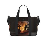 Pumpkin Lantern Flowers Large-Capacity Travel Bag with Adjustable Shoulder Strap, Suitable for Sports, Fishing, and Fitness.